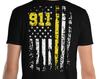 Dispatcher Shirt 911 Back Print Distressed USA Flag Dispatcher Gift Thin Yellow Line T-Shirt American Flag Dispatcher Outfit 911 TShirt