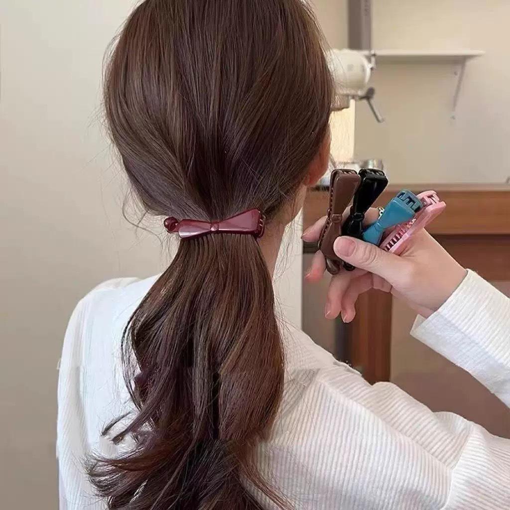 2025 High-End Morandi Bow Banana Hair Clip for Women - Elegant Ponytail Accessory