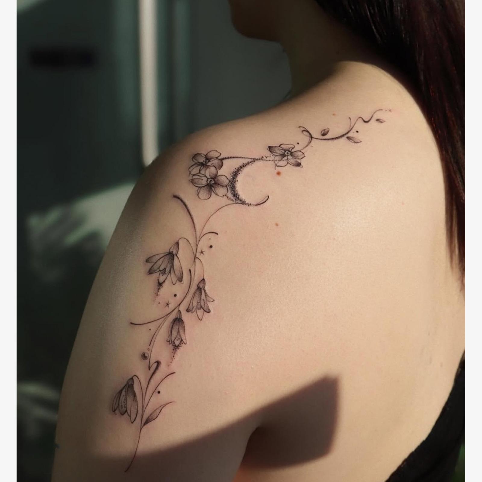 Glow Makeup Unisex High-Value Small Fresh Retro Simple Flower Plain Flower Wrapping Arm Collarbone Tattoo Sticker