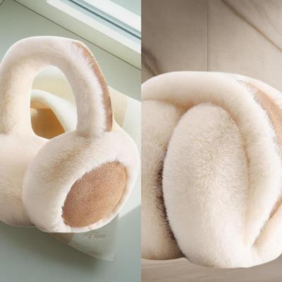Damen Winter Wildleder Zweifarbig Fleece Ohrenschützer