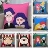 Cute Cartoon Couple Cushion Cover Soft Plush Fabric Double-Sided Printed Sofa Cushion Cover for All Seasons Home Decor Gift