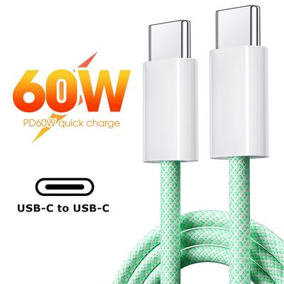 PD 60W USB C To Type C Cable for iPhone 15 Plus 15 Pro Max Samsung Xiaomi Redmi POCO Realme iQOO Fast Charging PD Cable