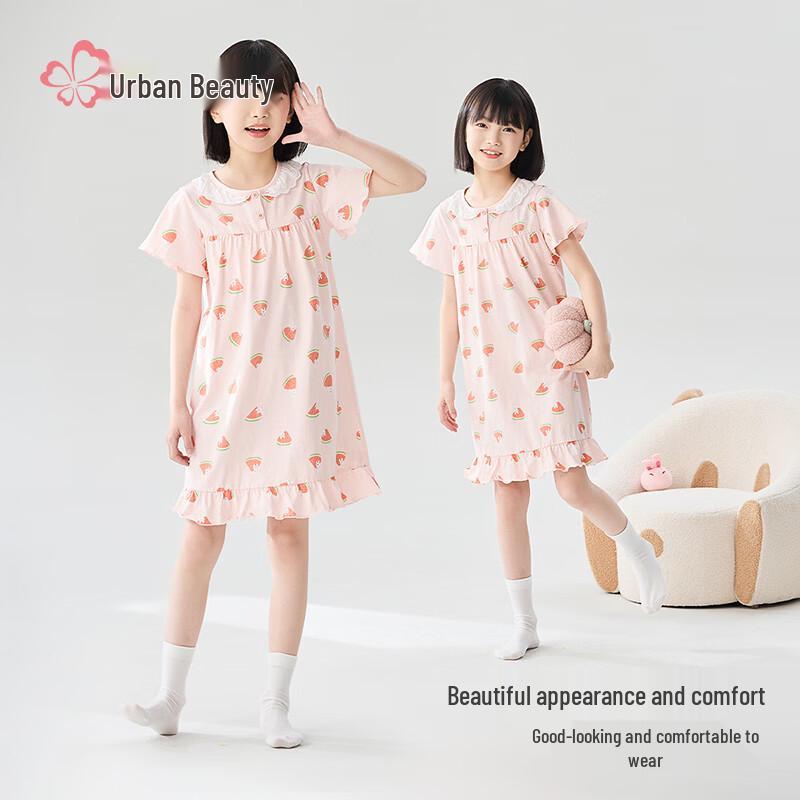 Girls' Spring Summer Thin Cotton Nightgown