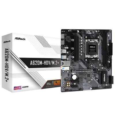 Placă de bază ASRock compatibilă cu procesorul AMD Ryzen seria 7000, distribuitor autorizat A620 Micro ATX pentru plăcile de bază A620M-HDV/M.2+ (Soket AM5) [Intern