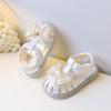 Girls Princess Shoes Cute Pearls Hollowed-out Toddler Sandals Non-slip 2025 Summer New Baby Walking Shoes Soft Sole Sweet Bows