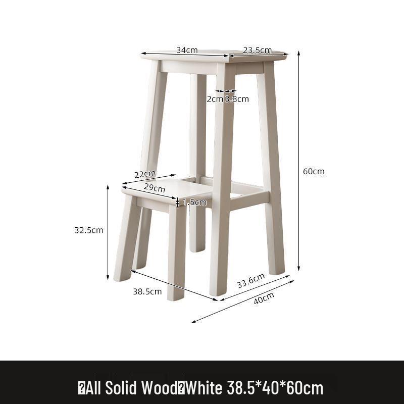 Retro Solid Wood Foldable Step Stool - Multi-functional Indoor Ladder & High Stool