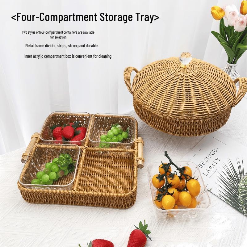 Rattan Style Multi-purpose Storage & Serving Trays