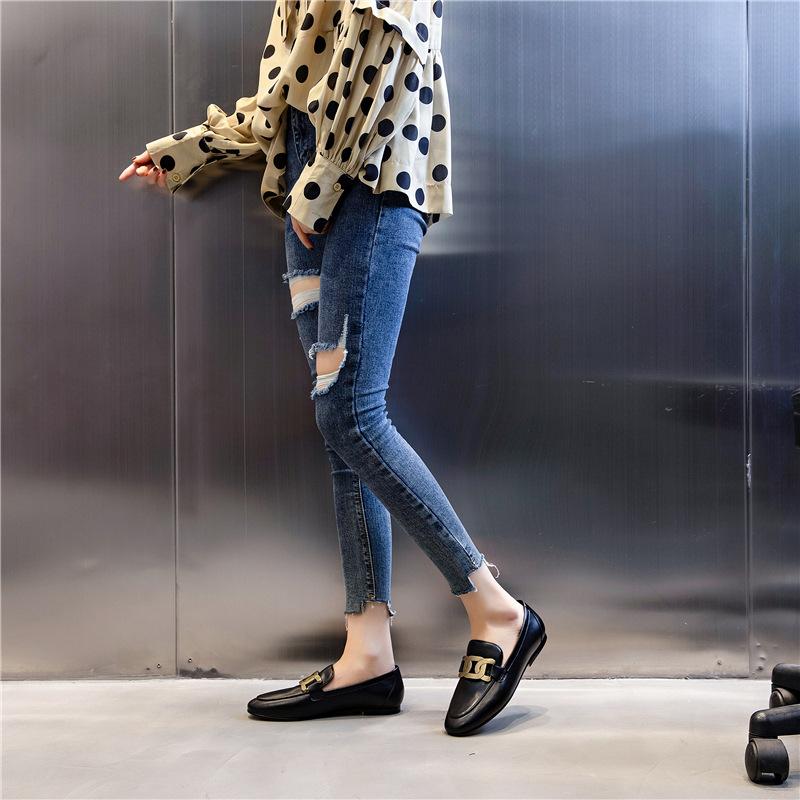 Spring 2025 new fashion single shoes one-pedal sports Lizhen women's shoes pointed flat leather small leather shoes fashion