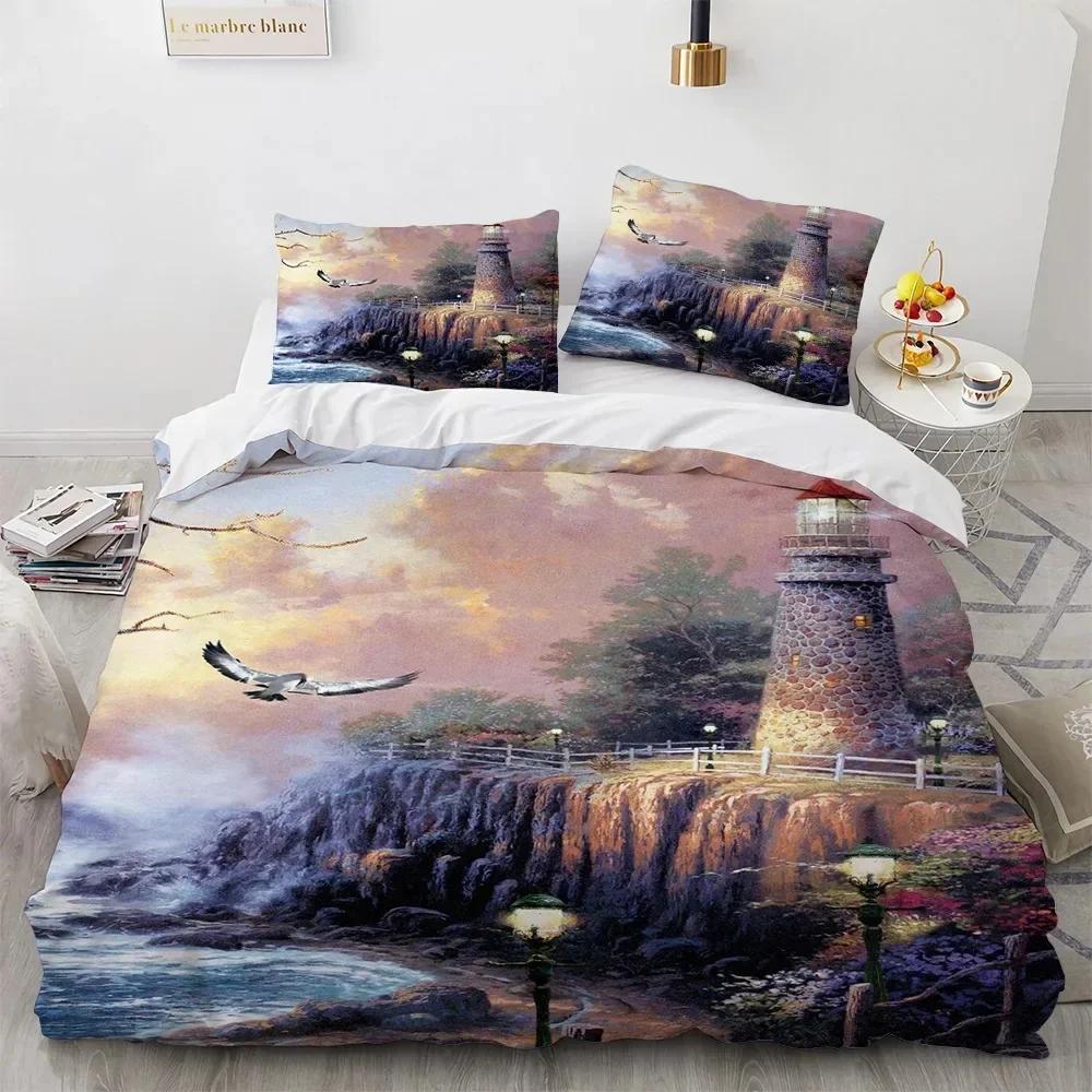 

Beautiful Painting House Tree Comfortable Duvet Quilt Cover Pillowcase Bedding Set Children Bedroom Decoration Home Textile 70x133cm