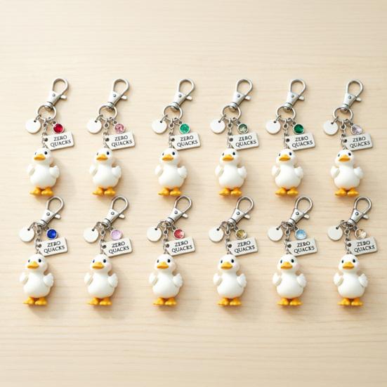 Keychain Pendant Inspirational Duck Design Key Holder with Birthstone Charm Encouragement Card Lightweight Healing Gift