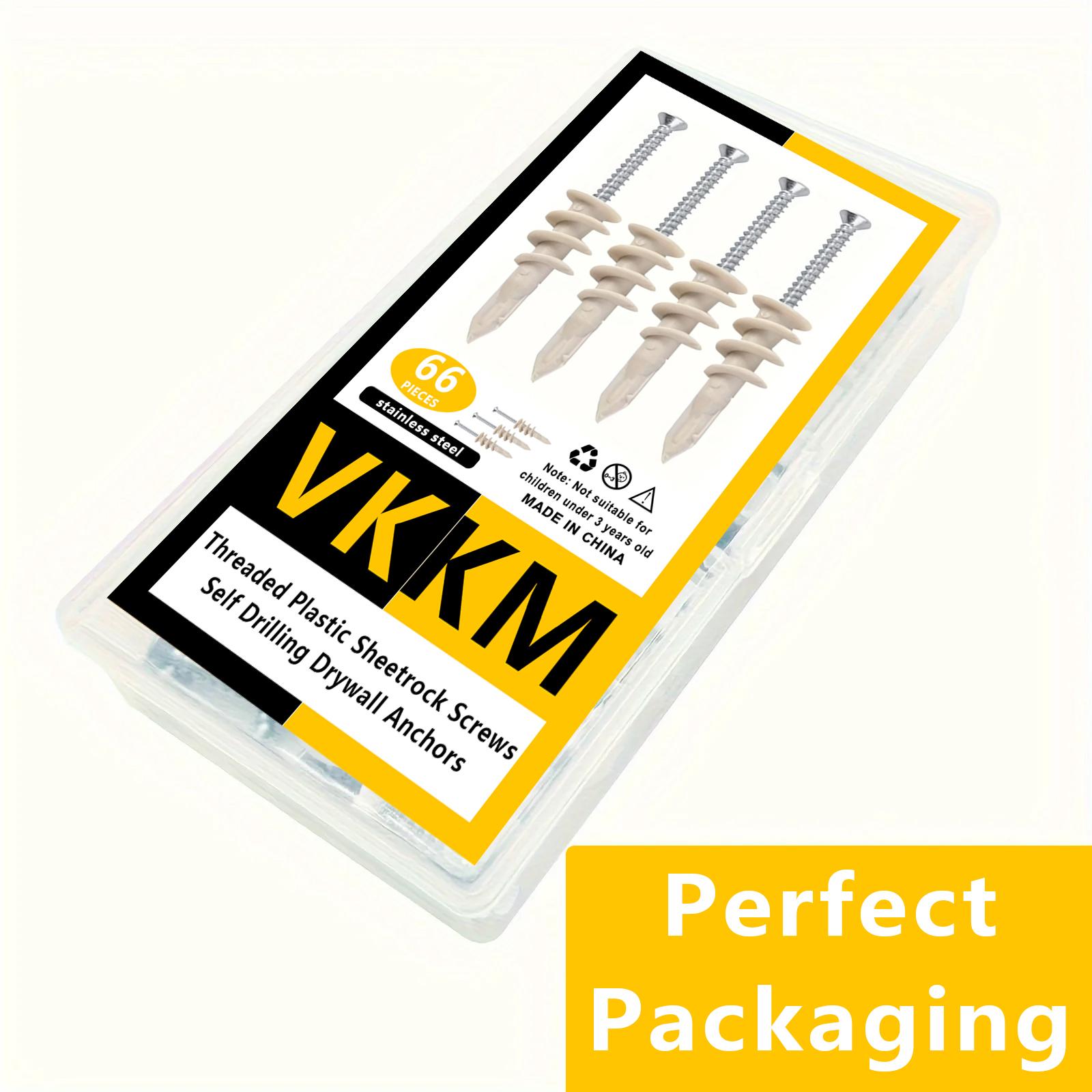 

66 шт. самосверлящий дюбель для гипсокартона с саморезом для гипсокартона, гипсовой стены, полой стены, расширительный дюбель, пластиковый нейлоновый