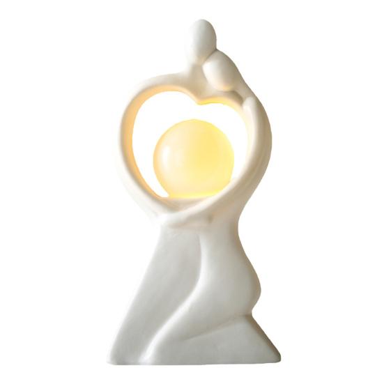 Minimalist Couple Night Light Ceramic Couple Statue Holding The Lamp Abstract Art Couple Figurine Nightlight for Home Bedroom Nightstand Decoration