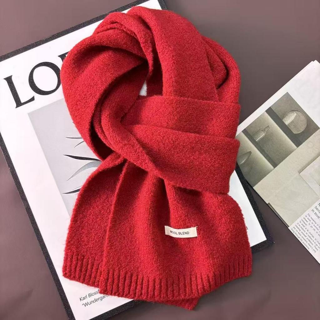 Damski dzianinowy szalik z mieszanki wełny - Jednolity kolor, Jesień/Zima, Styl koreański, Ciepła i wygodna ochrona szyi