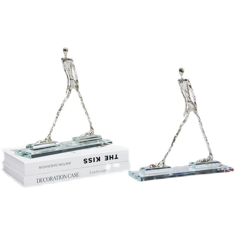 Creative Portrait Sculpture Metal Handicrafts Golden Man Zinc Alloy Crystal Art Figures Metal Figurine Home Decoration