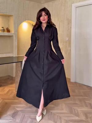 2025 Retro Elegant Long-Sleeved Shirt Dress for Women