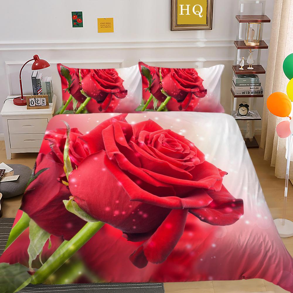 Flowers Printed Bed Set Cover Single Size Polyester Bed Clothes Girl Superior High Quality Bedroom Decor
