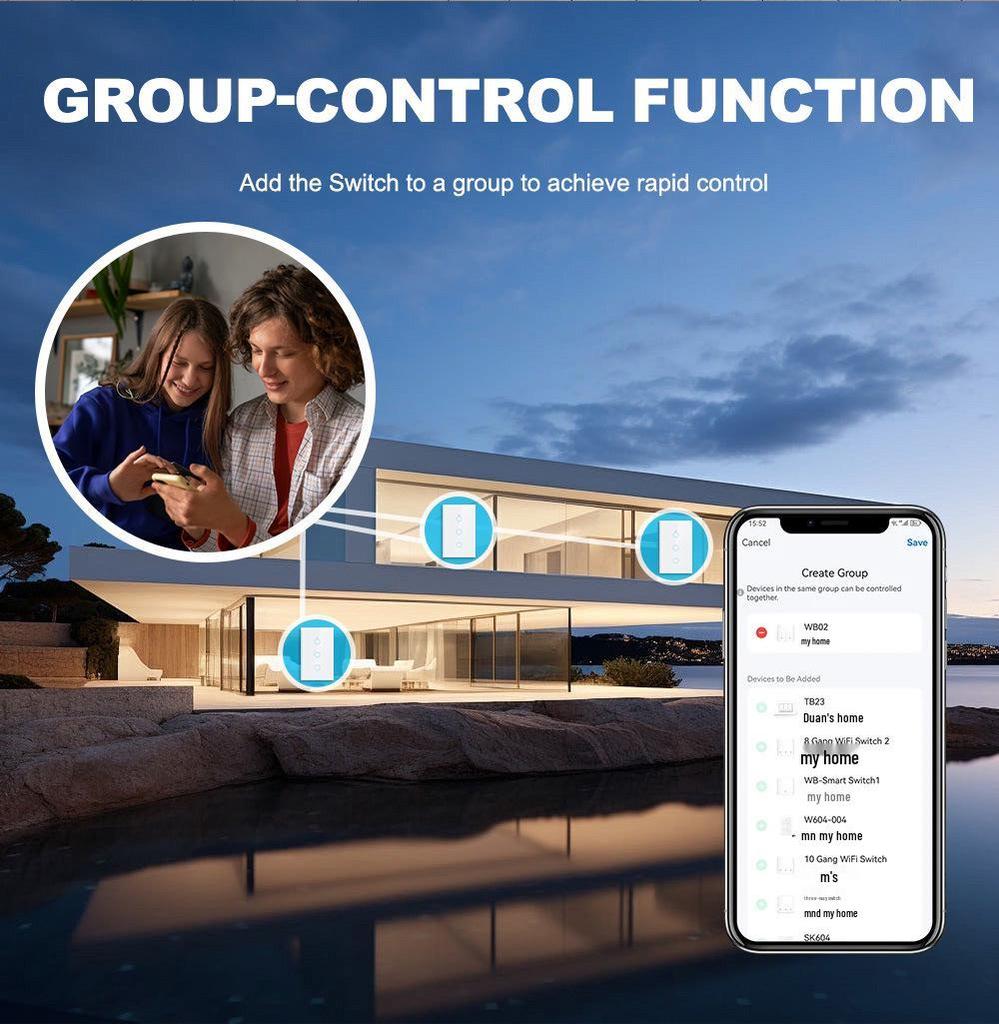 Graffiti US 120 WiFi+433 Smart Light Switch: Single/Zero Fire, Universal Model, Alexa Compatible.