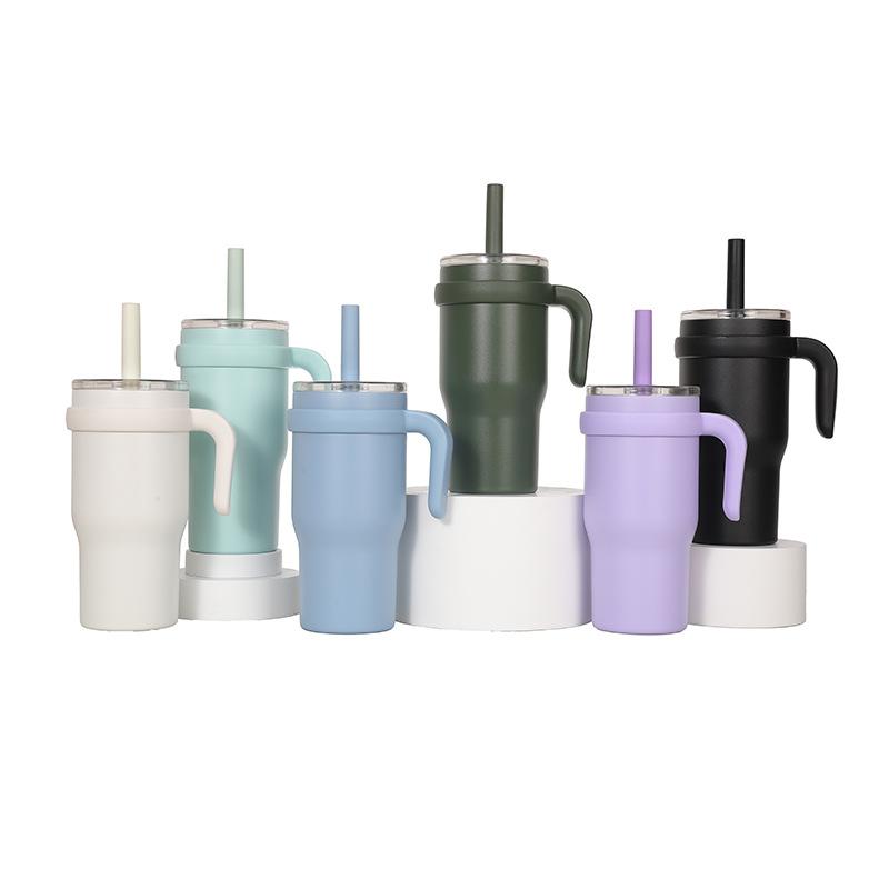 New Stainless Steel Cup With Handle Children'S Straw Cup High Value Vacuum Thermos Cup