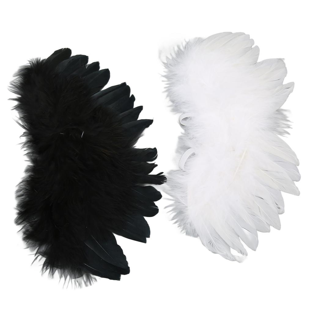 2Pcs Ball Joint Doll Feather Wings Black and White Soft Comfortable for 1 3 1 4 1 6 Dolls
