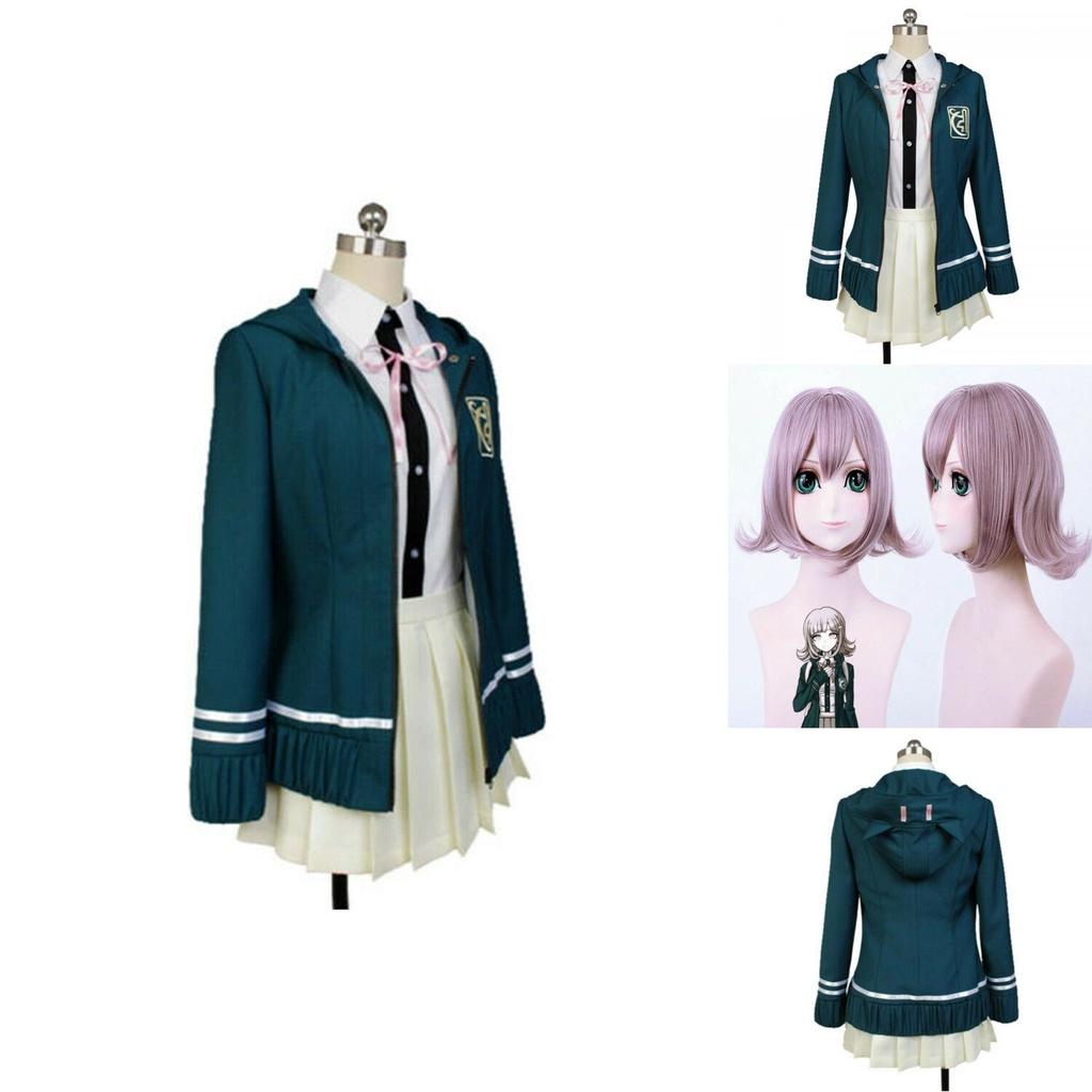 Danganronpa Chiaki Nanami Halloween Kostüm Set Mit Stilvoller Jacke Hemd Und Rock