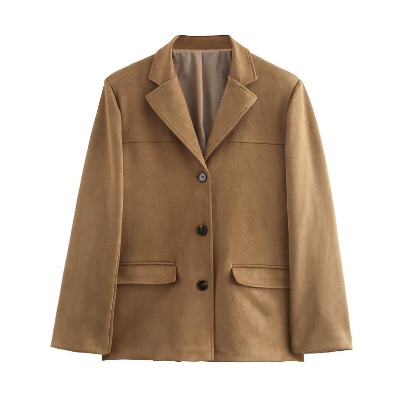Giacca da Donna in Pelle Scamosciata alla Moda Primavera Capispalla Blazer Casual Donna Manica Lunga Cappotti Donna