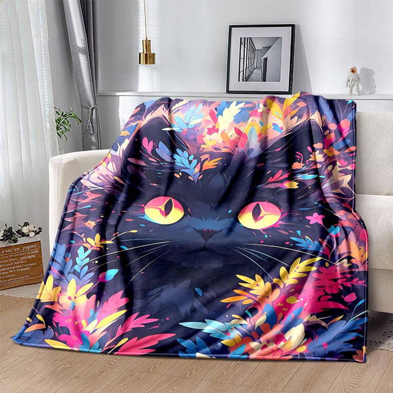 1pc Adorable Kitten Love Blanket Soft Throw for Home Decor, Gift Idea, Living Room, Travel, Camping, Car Blankets