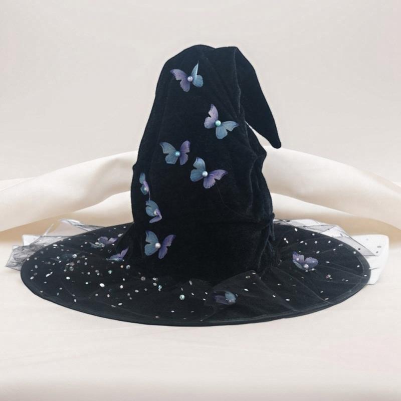 Bowknot Decoration Hat Women's Witch Hat Cosplay Witch Hat Theme Party Headwear for Adult Women Men