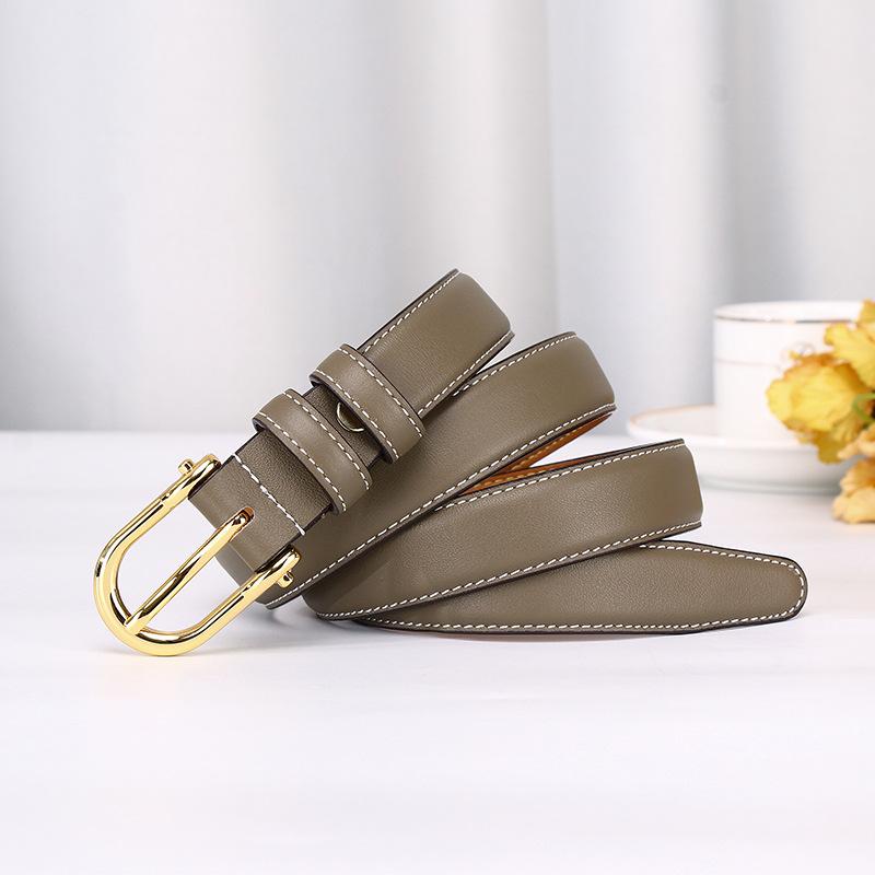 2.4Cm New Korean Version Of Simple Fashion Trend Belt Women'S Genuine Leather First Layer Cowhide Versatile Casual Pants Belt Belt