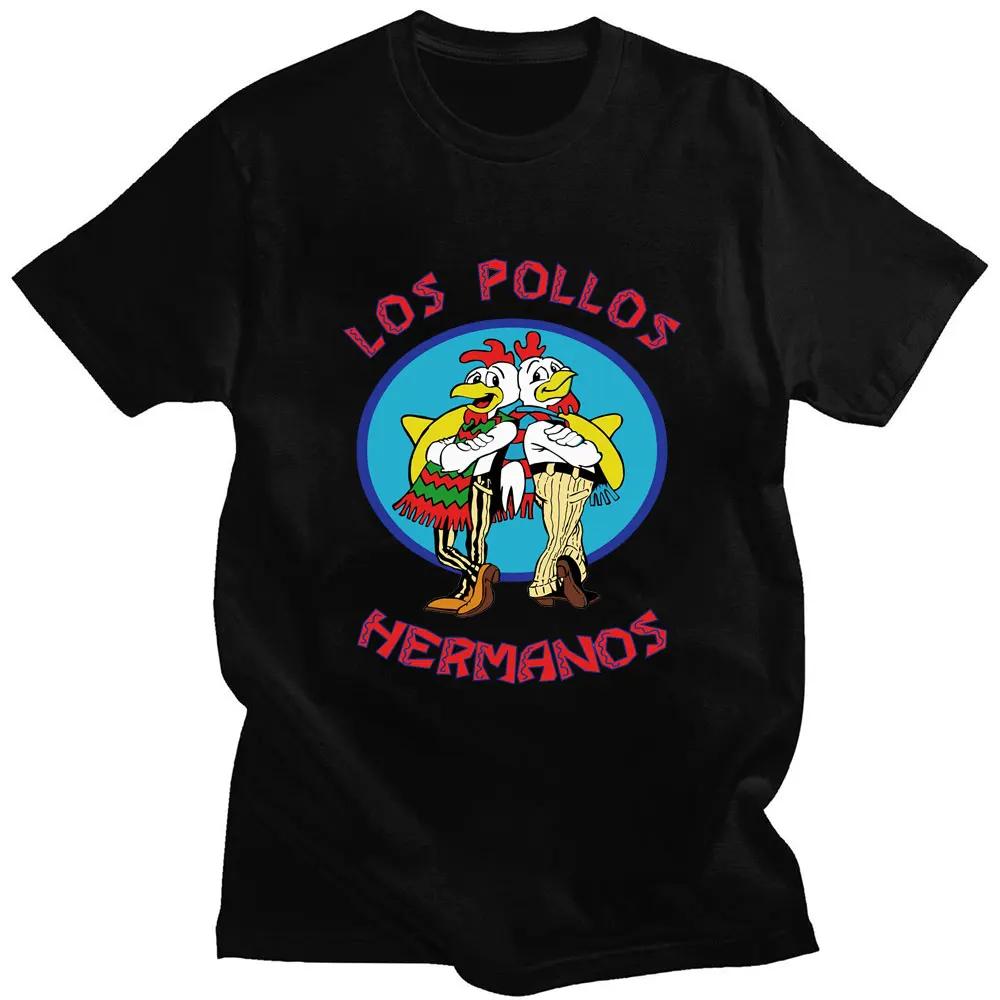TV-Serie Breaking Bad Los Pollos Hermanos T-Shirts mit doppelseitigem Druck Lustiges Chicken Brothers Herren-Baumwoll-T-Shirt Streetwear