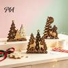 Christmas Gift for Friends Family Forest Deer & Tree Silhouette Figurine, Rustic Layered Cutout Tabletop Ornament, Winter Seasonal Tiered Tray