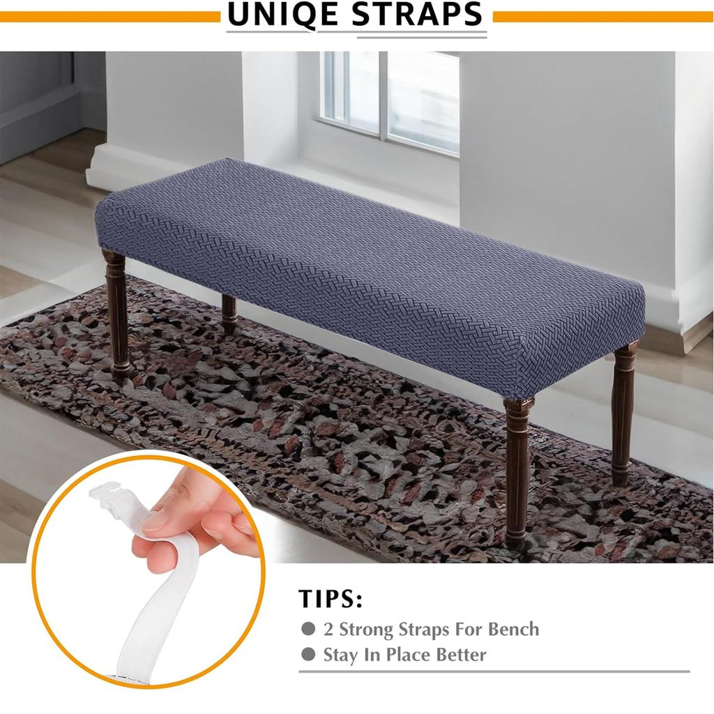 Stretch Jacquard Dining Bench Cover Living Room Anti-Dust Removable Bench Slipcover Washable Bench Seat Protector