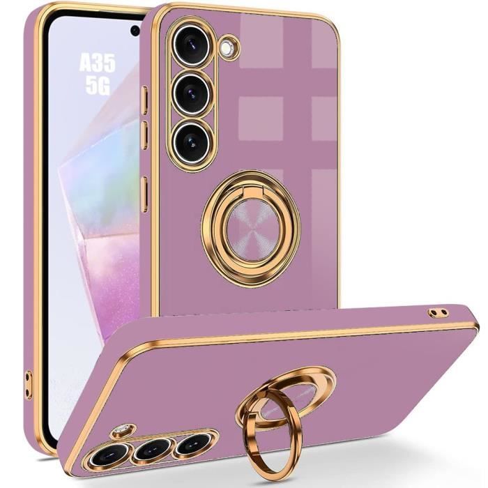 Coque pour Samsung Galaxy A35 5G - Protection Antichoc - Silicone Hybride - Support Rotatif 360° - Violet