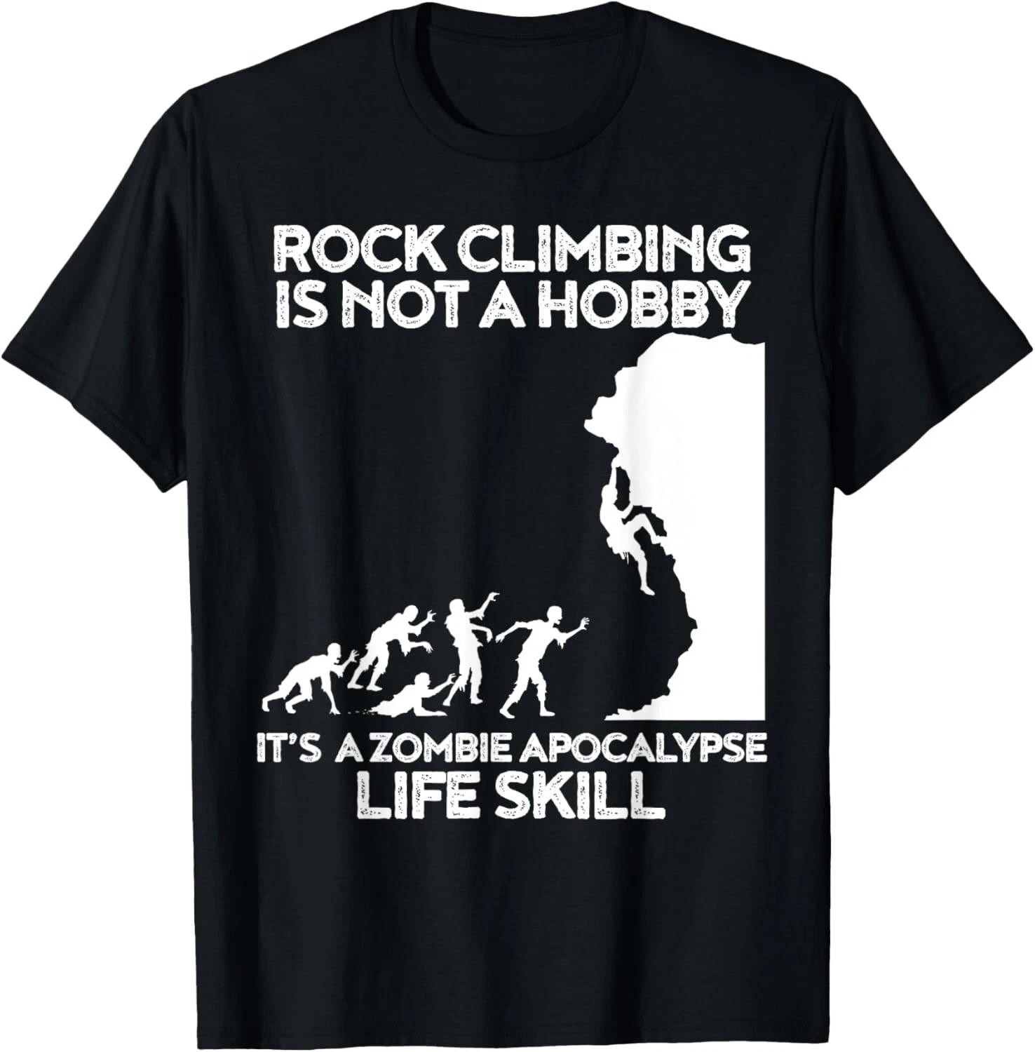 Funny Climbing Shirt Zombie Escape Rock Climber Tee Gift Unisex T-Shirt 3XL