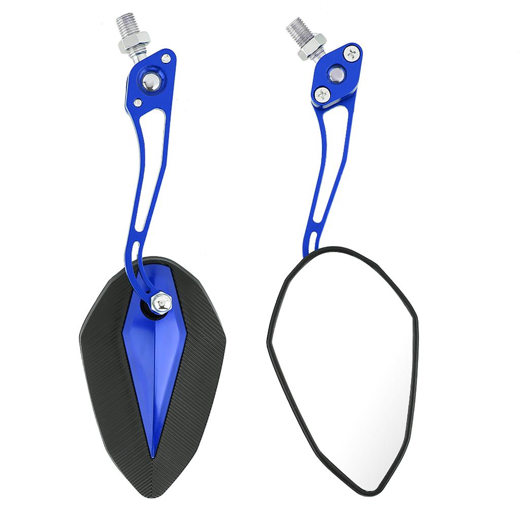 Pair 8mm 10mm Universal Motorbike Motorcycle Rearview Mirror Rear View Side Mirrors Blue
