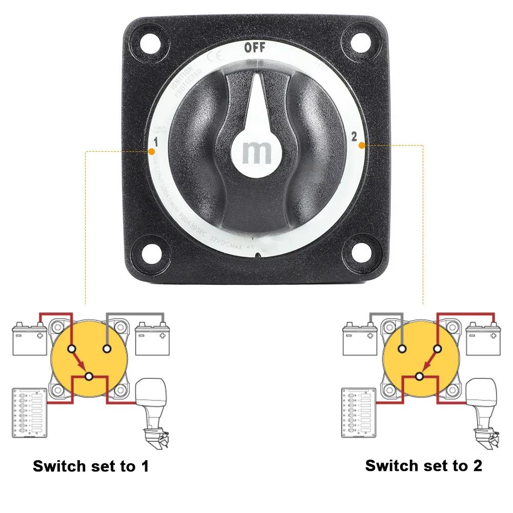 3 4 Position Battery Mass Switch Dual Circuit Cut M-Series Marine Boat 32V 300A Heavy Duty Isolator Disconnect Rotary Switch