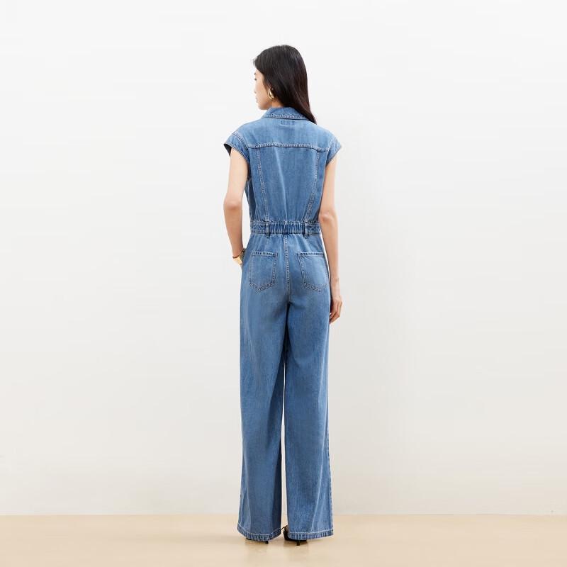 VEROMODA Women's Cotton-Lyocell Denim Overalls