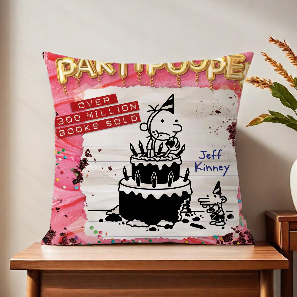D-Diary Cute W-Wimpy Kid Cushion Cover For Pillow Printing Sofa Decoration Home Car Room Coffee Shop Office Nordic Simplicity