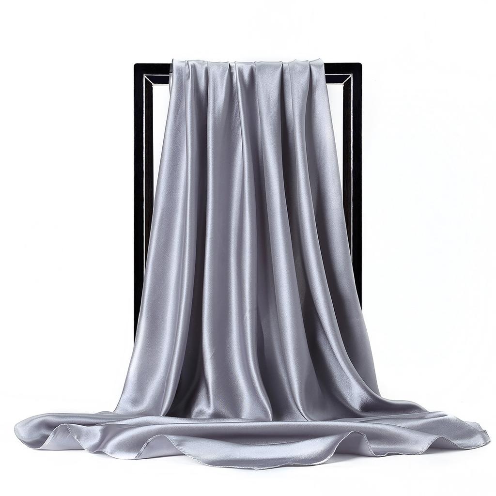 Luxury Brand Silk Scarf Women Satin Solid Color Hijab Scarves Muslim Pareo Bandana Female Shawl Wrap Headband Foulard 90*90cm