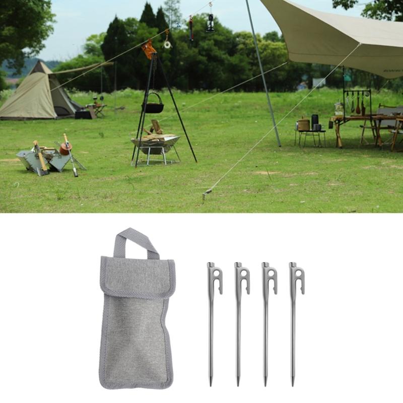 Outdoor Campings Stake Campings Anchors Peg Stainless Steels Tent Stake Replacement Yard Lawns Peg with Bag Enduring