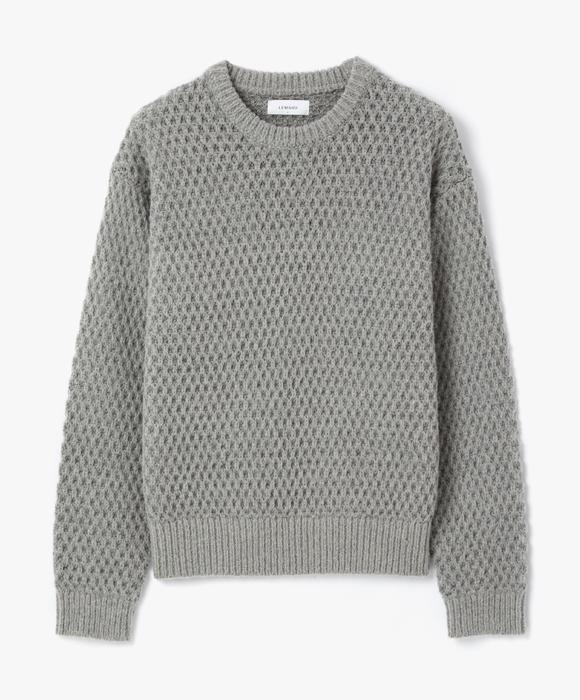 Le Mad Two-Tone Waffle Wool Round Knit - Gray Gray/2 Size