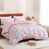 Comforter Pink Marble Queen Geometric Cube Comforter For Boys Girls Luxury Abstract Geometry Marble Texture Bedding Set