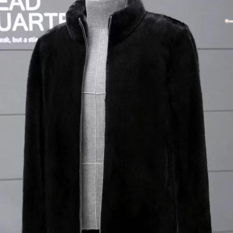 Men's Winter New Imitation Mink Coat Brown Imitation Mink Fleece Fur Coat