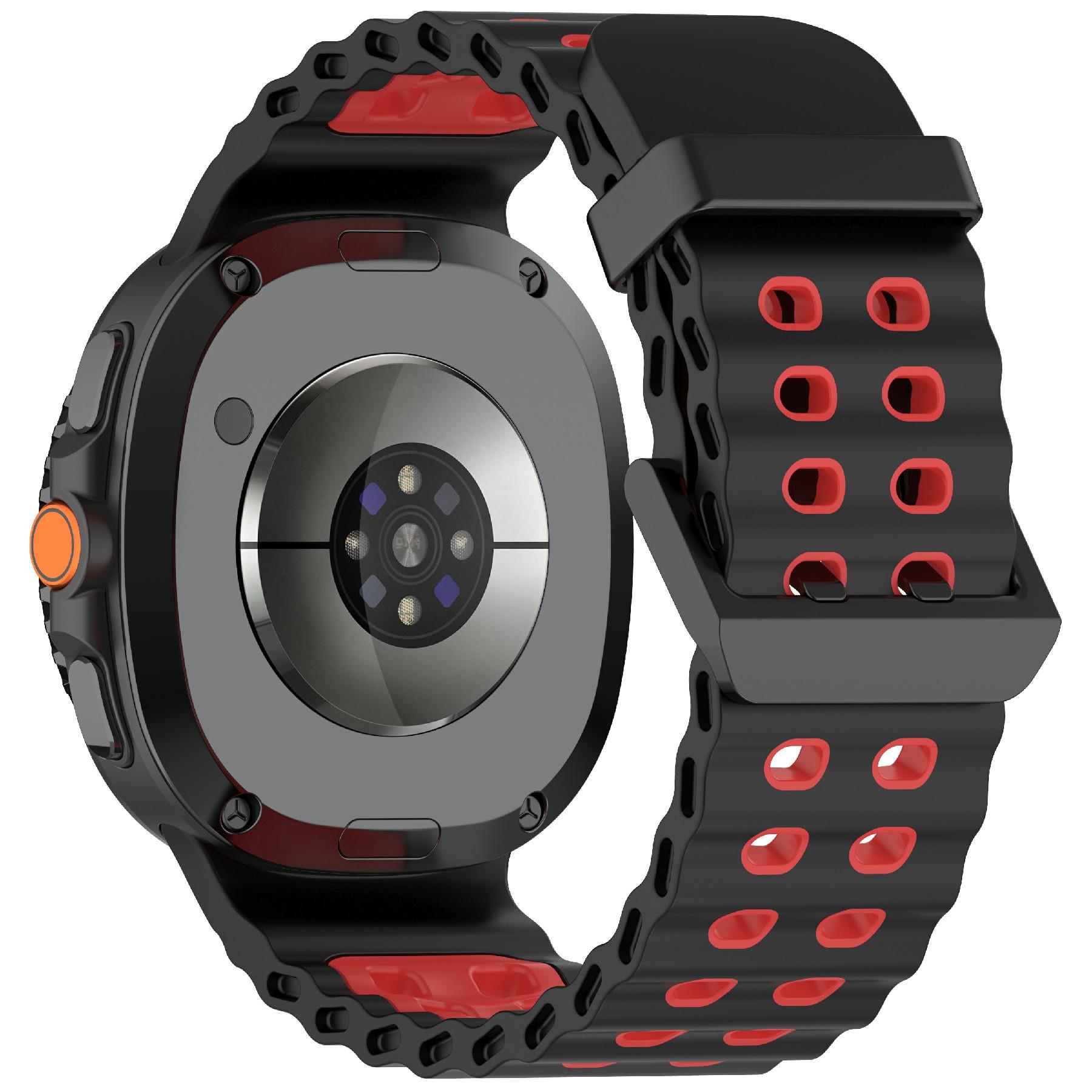 

Silicone Band for Samsung Galaxy Watch8 44mm/40mm/Watch8 Classic 46mm Dual Color Replacement Watch Strap Black/Red