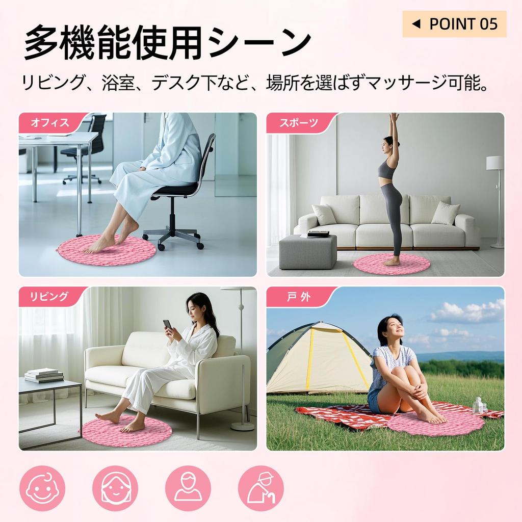 Meewtun Foot Reflexology Shiatsu Board with Foot Walking Foot Foot Use Mat, Socks, Reflexology, Shiatsu, Mat, Press, Slimming, Ergonomic, Round,