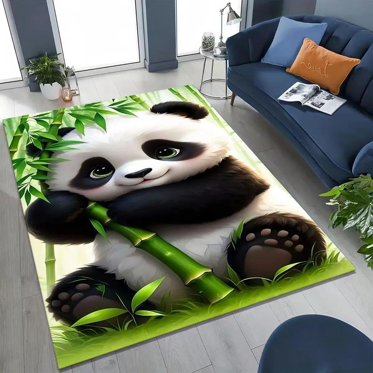 

Милий килимок для підлоги з бамбуковим принтом панди, м який, який можна прати, нековзний, стійкий до плям, для вітальні, спальні, дитячої кімнати, домашнього декору 120x160cm