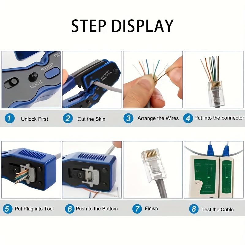 1pc RJ45 8P Pass Through Crimping Tool- All-in-One Ethernet Wire Manager For Cat5 Cat5e Cat6 Cat6a Ethernet Cable Crimper Tool