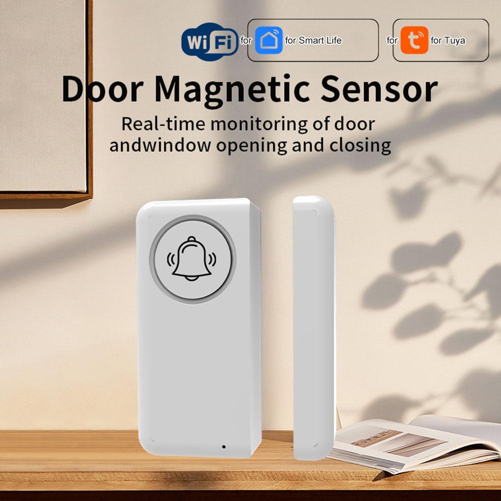 Drahtloser Für Tuya WiFi Magnetischer Tür- und Fenstersicherheitsalarm mit Echtzeit-Smartphone-Benachrichtigungen und Lautem Akustischem Alarmsignal