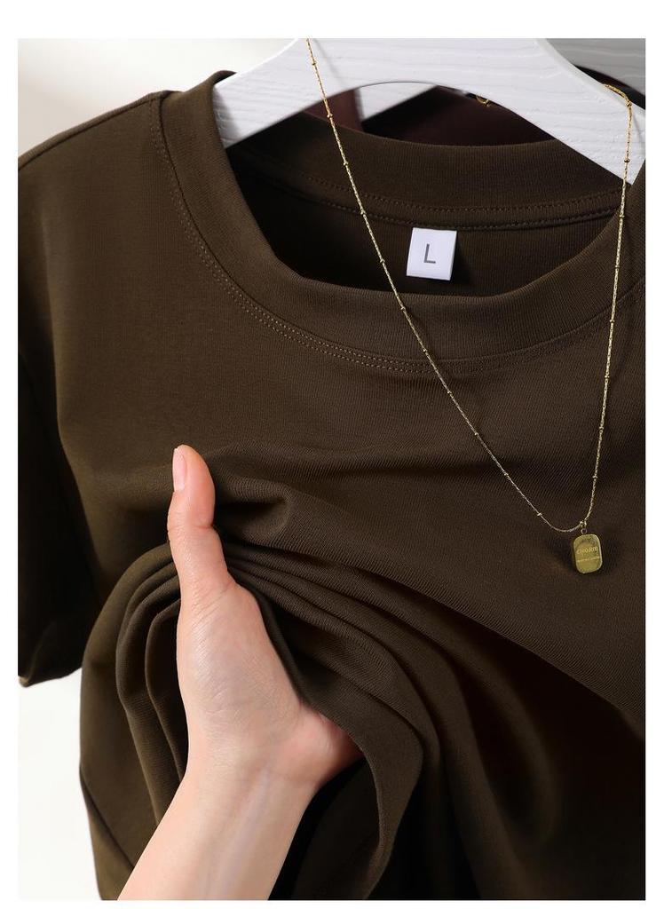 Women's Ribbed Cotton Round Neck T-Shirt - Short Sleeve, Casual Slim Fit, Summer Essential