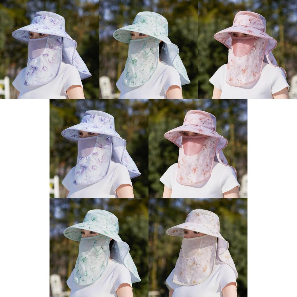 Outdoor Sun Protection Hat With Shoulder Cover For Women Summer Uv Blocker Lightweight Polyester