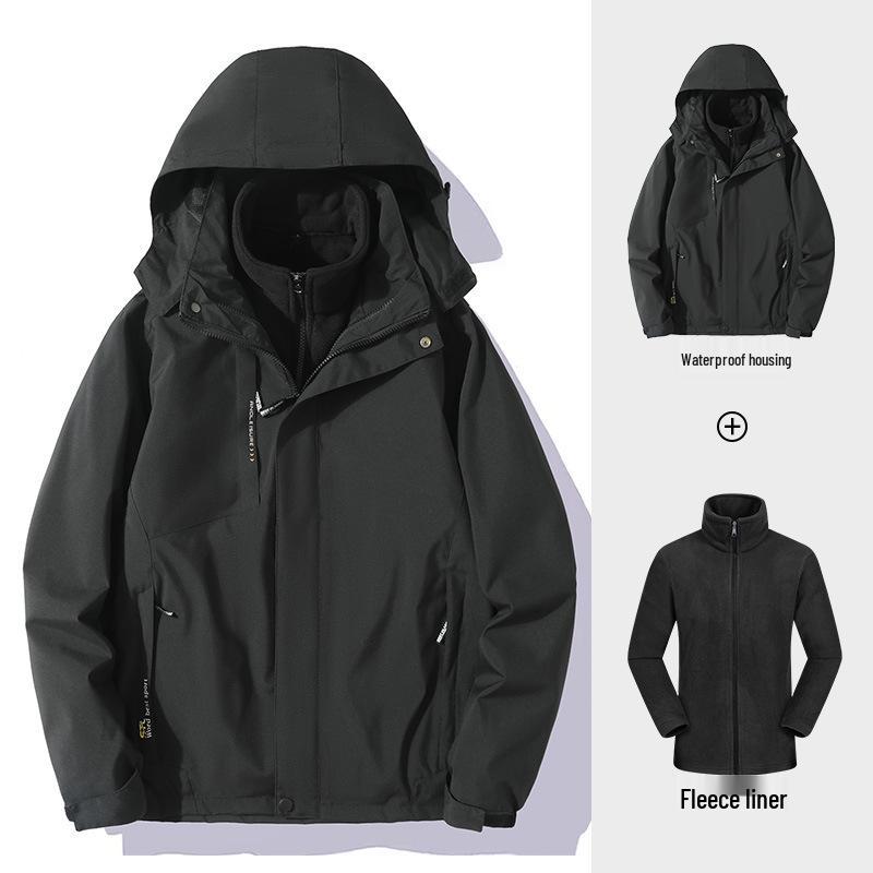

3-in-1 Windproof & Waterproof Hooded Jacket for Autumn/Winter Outdoor Sports & Mountaineering 4XL